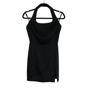 Caché Mini Dress Halter Neck With Slit Back Size 6 For Special Occasions Black